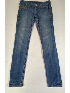 True Religion Women's Skinny Blue Denim Jeans Stretch Designer Size 28